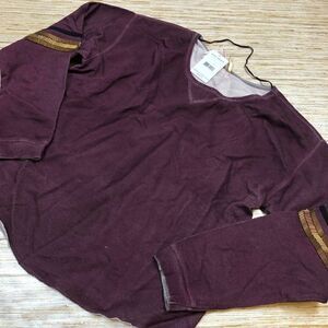 T-125 FREE PEOPLE Harper Embellished Long Sleeve Pullover WINE sz M new